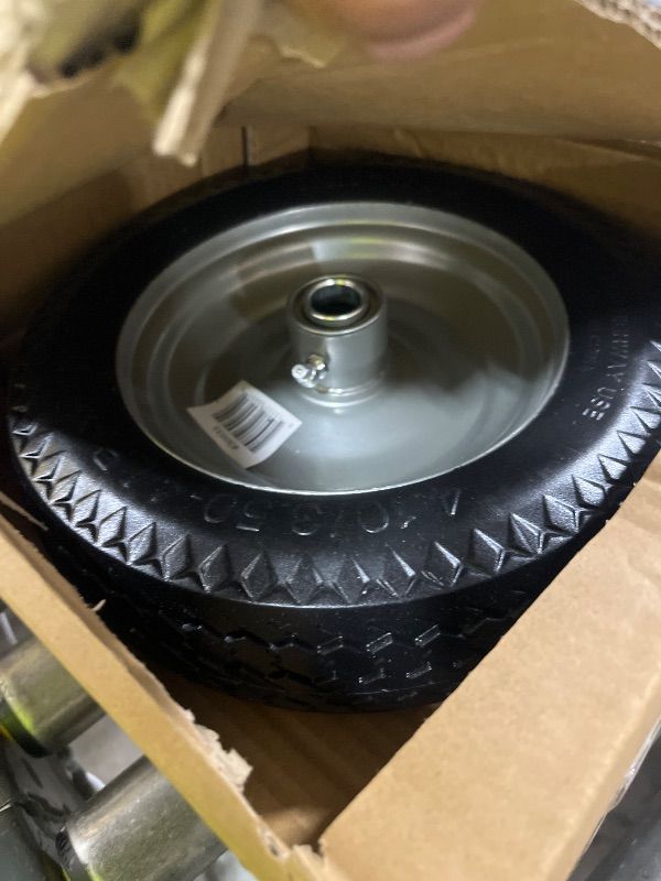 Photo 1 of Marathon 4.10/3.50-4" Flat Free, All Purpose Utility Tire on Wheel, 3.5" Centered Hub, 3/4" Bearings