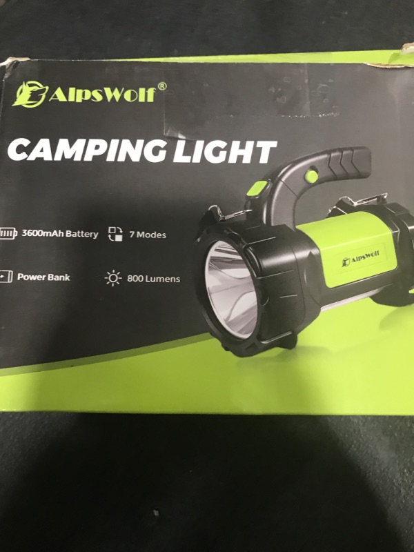 Photo 1 of Camping Lantern Rechargeable, AlpsWolf LED Flashlight Spotlight Lantern with 800LM, 3600 Capacity Battery Powered, Portable Bright Camping Light for Emergency, Outdoor Hiking, Power Outages