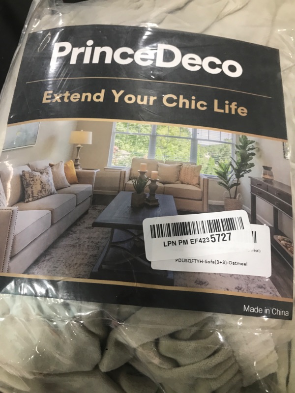 Photo 1 of PrinceDeco Velvet Couch Covers for Sofa Soft 4 Pieces Couch Covers for 3 Cushion Couch Sofa Pet Friendly Furniture Protector with Non Slip Elastic Bottom Width Up to 90 Inch(Large, Oatmeal)
