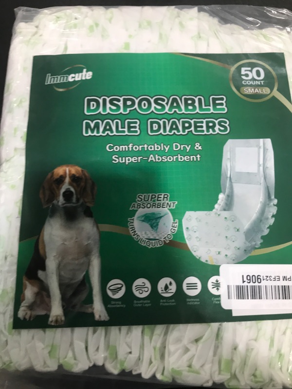 Photo 1 of IMMCUTE Dog Diapers Male Small 50 Ct, Male Dog Diapers Disposable with Wetness Indicator, Adjustable Puppy Diapers Male, Flashdry Gel Technology, Male Dog Wraps for Incontinence & Marking