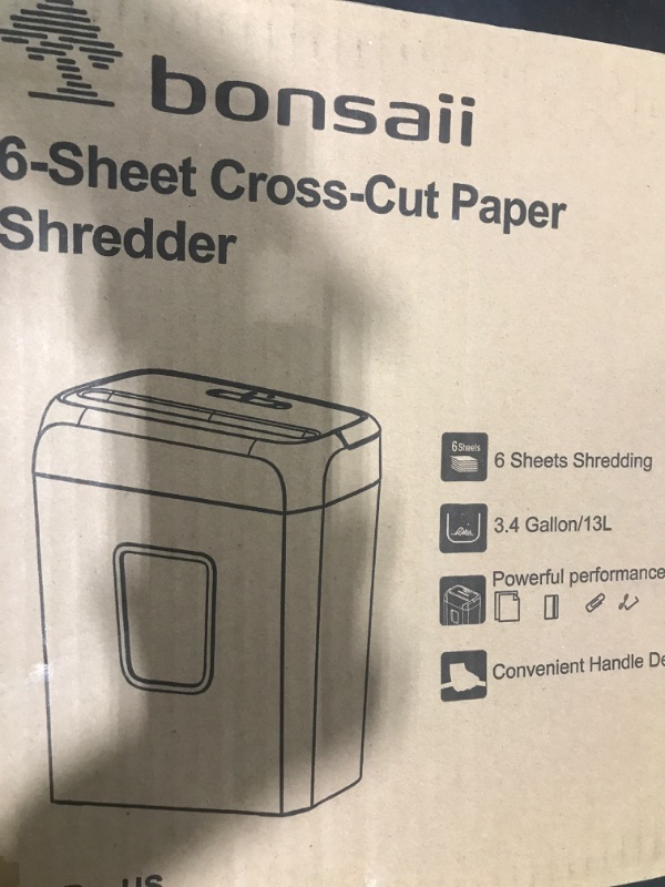 Photo 1 of Bonsaii Paper Shredder for Home Use, 3.4 Gal Wastebasket, 6 Sheet Crosscut Paper Credit Cards, Staples, and Clips Shredder for Home Office Use, Portable Handle Design (C237-B New Version)