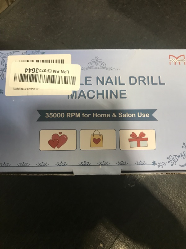 Photo 1 of MOCOWIND Portable Nail Drill Professional, 35000 RPM Rechargeable Electric Nail File Machine E File for Acrylic Nails Gel Polishing Removing, Cordless E-file with Bits Kit for Manicure Salon Home,Blue