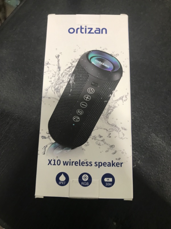 Photo 1 of Ortizan Portable Bluetooth Speaker: IPX7 Waterproof, 24W Loud Sound, Deep Bass, Bluetooth 5.3, LED Lights, Wireless Stereo Pairing, 30H Playtime, for Home/Outdoor/Party/Beach, Birthday Gift (Black)