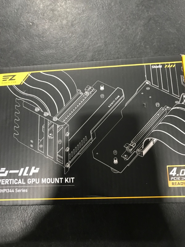 Photo 1 of EZDIY-FAB Vertical GPU Mount with High-Speed PCIE 4.0 Riser Cable, ARGB Module, 115mm/4.52in Flexible Extension, 90 Degree Connector, Only Compatible to Full-Opened PCIe Slots-Black-YIHPI344-2