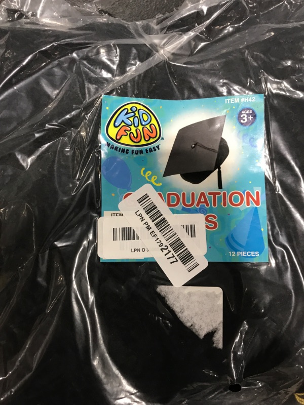 Photo 1 of U. S. Toy Kindergarten Black Graduation Caps w/Gold Tassel, Preschool Graduation Cap for Boys and Girls, Customizable, Teacher Supplies, 12-Pack, 3 Years & Older