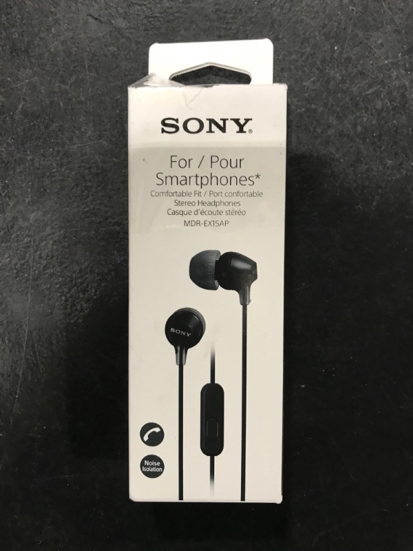 Photo 1 of Sony MDREX15AP In-Ear Earbud Headphones with Mic, Black (MDREX15AP/B)