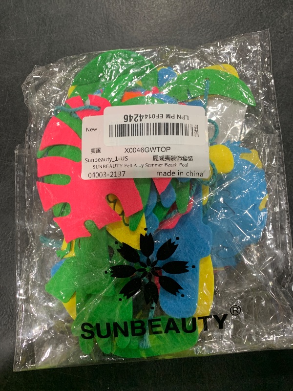 Photo 1 of SUNBEAUTY 8PCS Aloha Banner 5.9 Feet Felt Tropical Garland Pre-Strung Hawaiian Aloha Party Decorations for Luau Tiki Party Decorations Tropical Theme Summer Beach Pool Birthday Decor