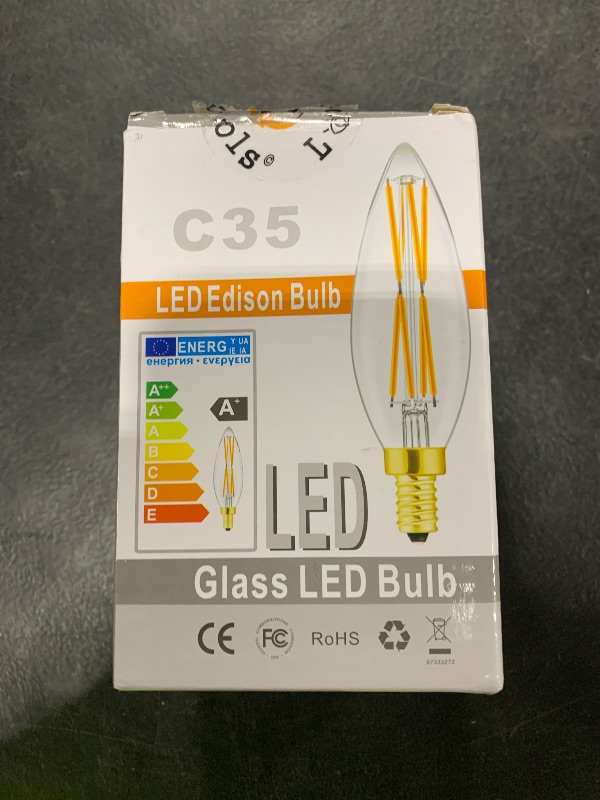 Photo 1 of E12 Edison 8W LED Bulb, 100 watt Equivalent Candelabra Dimmable Chandelier Light Bulbs 3000K Soft White Clear 850lm E12 Vintage LED Filament Vintage Candle Bulb with Decorative,4-Pack. (3000k)