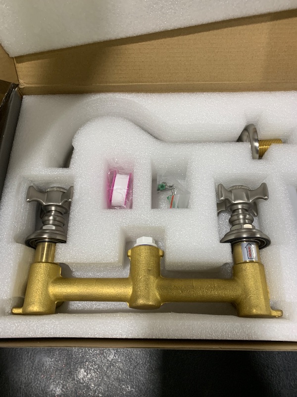 Photo 1 of SITGES Wall Faucet,Two Handle Bathroom Sink Wall Mount Faucet with Rough in Valve Included,Brushed Nickel