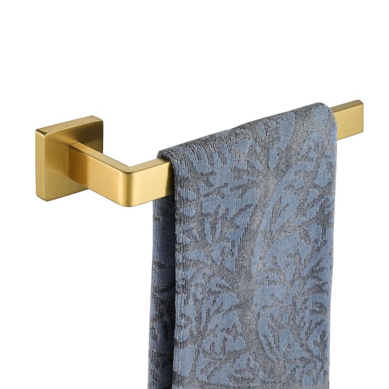 Photo 1 of JQK Hand Towel Holder Towel Ring Gold, Thicken 0.8mm 304 Stainless Steel Bathroom Hand Towel Bar, 9 Inch Wall Mount Towel Rack Hanger, Brushed Gold, THH250L9-BG