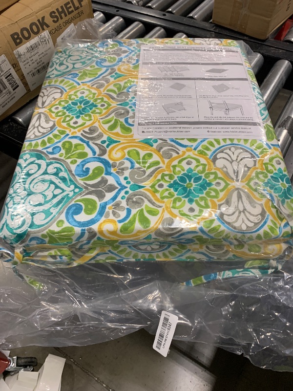 Photo 1 of LVTXIII Outdoor Chair Cushions, Water Repellent Patio Furniture Cushions Outdoor Square Chair Pads with Ties for Dining Chairs and Garden Furniture Decoration, 18.5"x16"x2" Set of 2, Damask Green