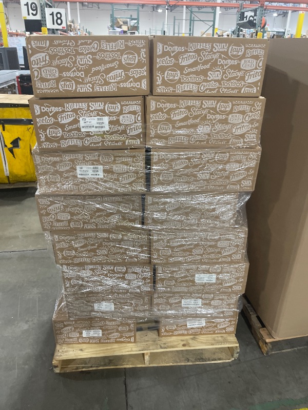 Photo 1 of mixed pallet of lays brand chips 
46 boxes 