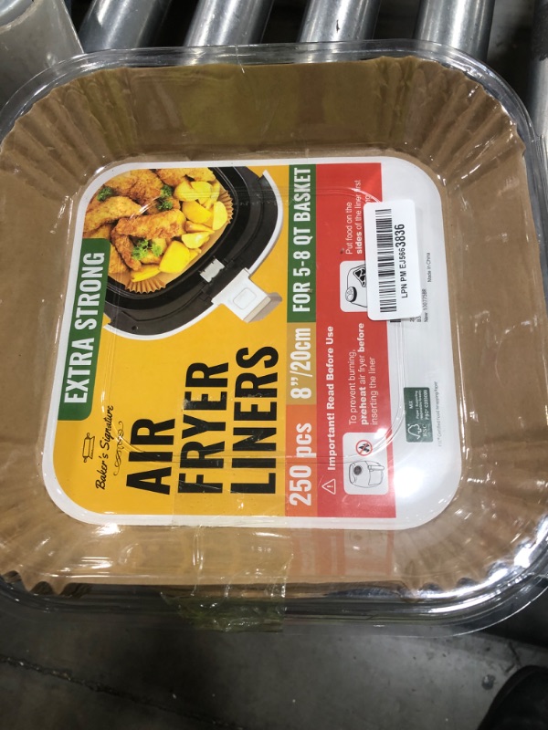 Photo 1 of 250 pcs Air Fryer Liners, Disposable Airfryer Paper Liners – Non-Stick and Oil Proof for Easy Cleanup, Great for Oven, Pans & Baking – 8” Square for 5-8 qt Basket by Baker's Signature
