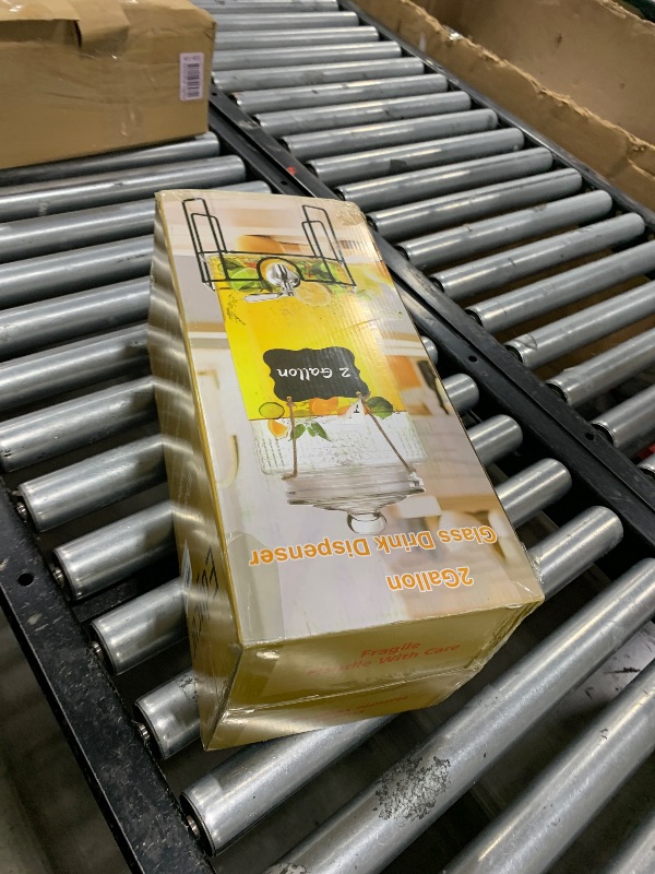 Photo 1 of 2 Gallon Glass Drink Dispenser, Drink Dispensers for Parties, Beverage Dispenser with Stand and Glass Lid, 100% Leakproof Spigot, Ideal for Lemonade, Juice, Iced Tea, Laundry Detergent Dispenser