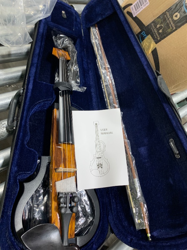 Photo 1 of Premium Carbon Fiber Electric Violin Full Size 4/4,Professional Electric Violin for Beginner Adults,Teens,Electric Fiddle with Pro Pick up ZNDS-2305