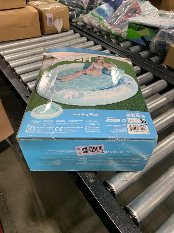 Photo 1 of SLOOSH Inflatable Tanning Pool Lounger Float,72" x 65" Pool Floats Adult with Pillow,Luxury Fabric Large Suntan Tub Raft Floatie,Sunbathing Bed Lounge for Water Blow Up Kids Ball Pit Party Gifts,Cyan
