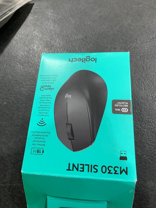 Photo 1 of Logitech M330 SILENT Wireless Mouse, 2.4GHz with USB Receiver, Optical Tracking, Quiet & Lightweight, Long Battery Life, for PC, Mac, Laptop, Chromebook - Black
