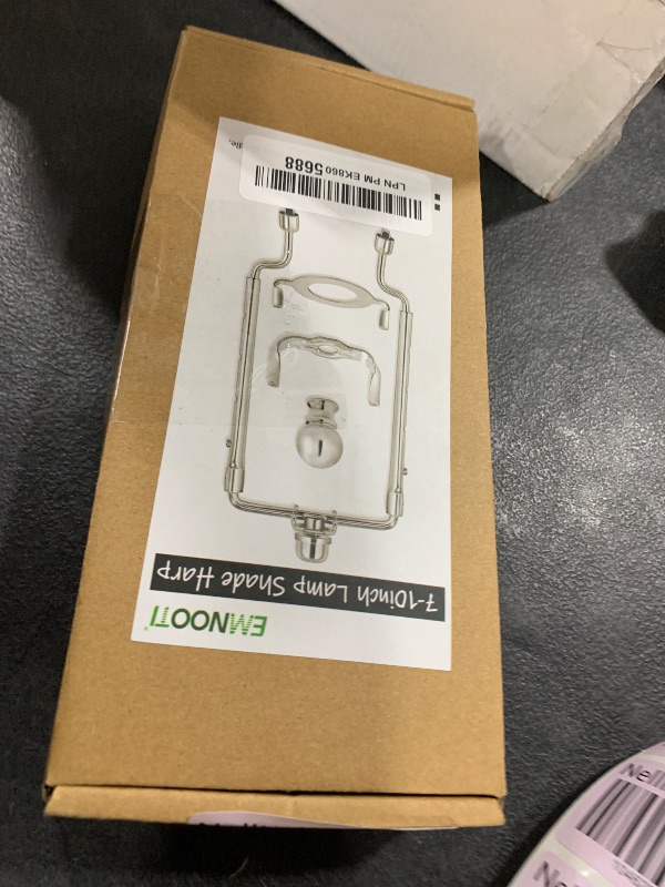 Photo 1 of 7 8 9 10 inch Lamp Shade Harp Holder,Adjustable Lamp Harp Kit,Fit Both Standard Lamp Rod and E26 Light Base UNO Fitter Adapter,with 2 Shade Attaching Finial Top (Silver Color - 1 Set)