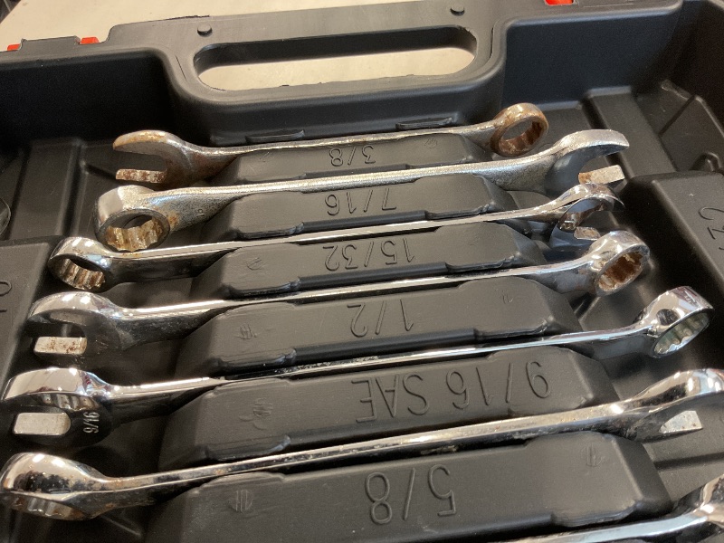 Photo 1 of HORUSDY 24-Piece Ratcheting Wrench Set | Metric and SAE | Ratchet Combination Wrenches Set with Organizer | 72-Tooth | Chrome Vanadium Steel | 6-18 mm & 1/4” to 3/4“ (24-Piece)