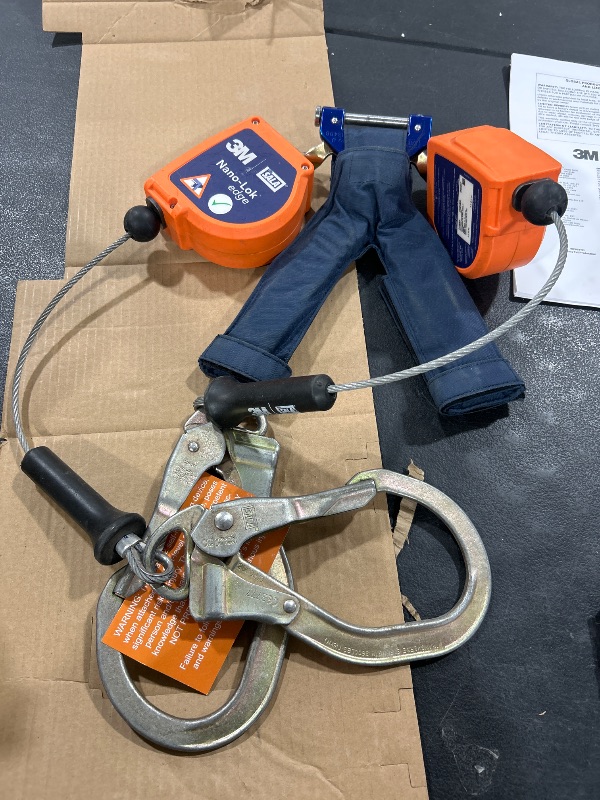 Photo 1 of 3M DBI-SALA Nano-Lok Edge Twin-Leg Personal Self-Retracting Lifeline 3500276, Cable, Steel Rebar Lock Hook, 8 ft. Class 2, ANSI