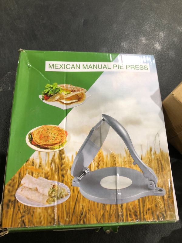 Photo 1 of Folding Aluminum Tortilla Press, 8 Inch Dough Press Quesadilla Maker, Empanada Press, Roti Maker, Pie Press, Grey, for Home Cooking and Baking