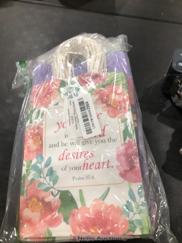 Photo 1 of 24 Pcs Religious Gift Bags Bible Gift Paper Bags with 24 Tissues Bible Verse Paper Bags with Handles Inspirational Flower Christian Gift Bags Bulk for Women Birthday Wedding Baptism Spring Party Favor