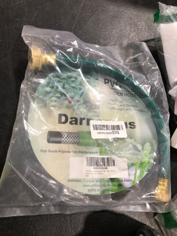 Photo 1 of Darnassus PVC Garden Hose 1/2 Inch Green Heavy Duty Water Hose with Solid Brass Fittings,No Leaking, Flexible,for outdoors,Lawns,Patio (1 FT, Green, Brass Fittings)