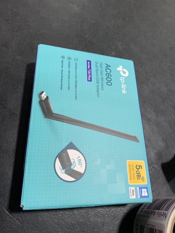 Photo 1 of TP-Link AC600 USB WiFi Adapter for PC (Archer T2U Plus)- Wireless Network Adapter for Desktop with 2.4GHz, 5GHz High Gain Dual Band 5dBi Antenna, Supports Win11/10/8.1/8/7/XP, Mac OS 10.9-10.14, Black
