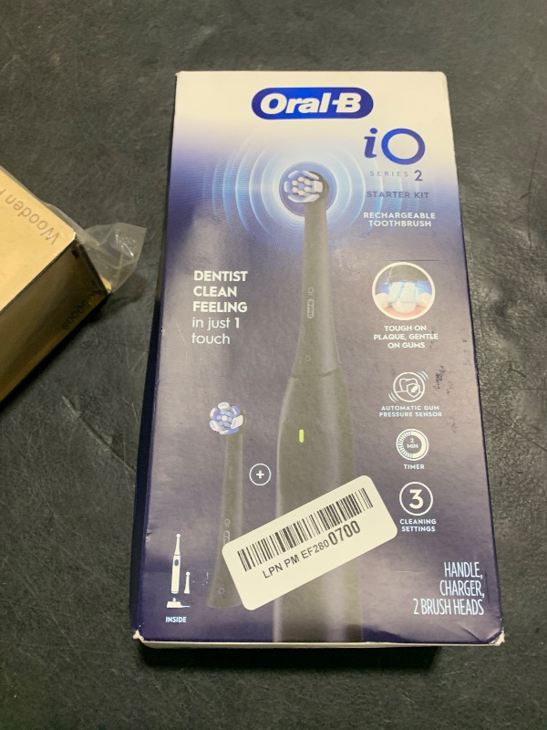 Photo 1 of Oral-B iO Series 2 Rechargeable Electric Powered Toothbrush Starter Kit, Night Black with 2 Brush Heads - Automatic Pressure Sensor to Protect Gums - 3 Modes - 2 Min Timer