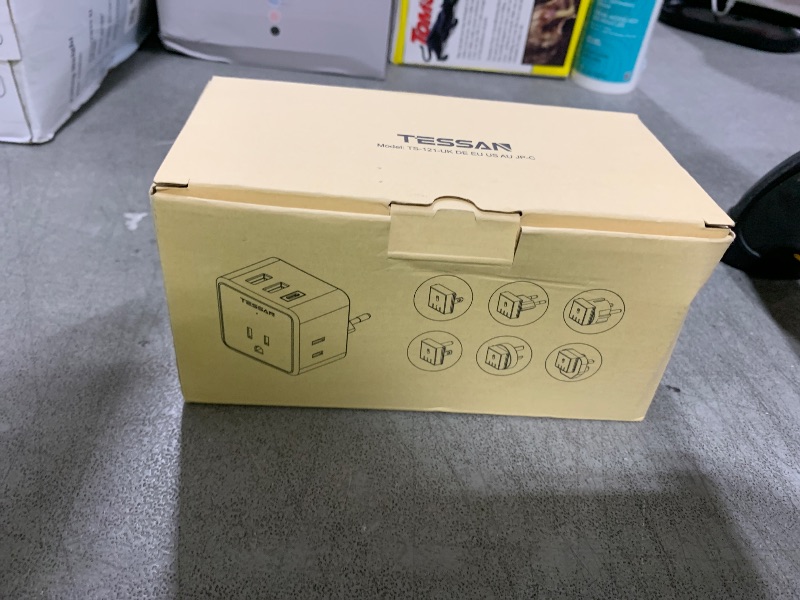 Photo 1 of TESSAN Universal Travel Adapter Kit, 6-in-1 International Power Adapter with 3 USB (1 USB C) and 3 AC Outlets, Wordwide Adaptor Supports Type C, G, E/F, I, A, B for US EU UK Australia Japan, Grey