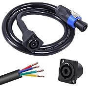 Photo 1 of 3.28 Feet 4 Wire Speakon Cable to NL4MP Socket Extension Cord - 4 Conductor SpeakOn Female Panel Mount Connector to NL4FX Twist Lock Plug Male Cables - for Chuchero, PA, DJ - 1 Pack
