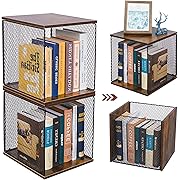Photo 1 of 2 Cube Organizer Bookshelves DIY Variable Stackable Cube Storage Organizer for Kid Bedroom,Living Room,Small Bookshelf Black Brown Wooden,No Vinyl Storage
