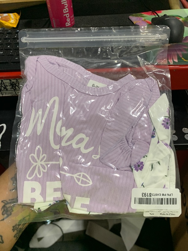Photo 1 of PaPaai Sara 0-3 Months Baby Girl Dress Newborn Clothes Summer Infant Outfit Ruffle Short Sleeve Romper Baby Girl's Clothing Headband Letter Leopard Printed Top 3Pcs Green