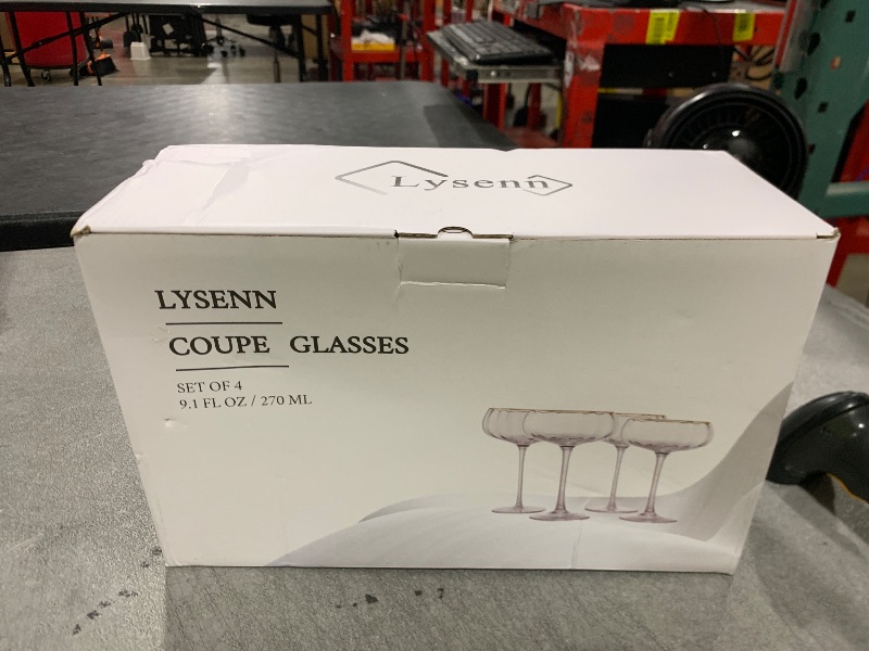 Photo 1 of Lysenn Vintage Coupe Glasses Set of 4 - Hand Blown Gold Rim Martini Glasses - for Your Next Cocktail & Champagne Party - 9fl oz