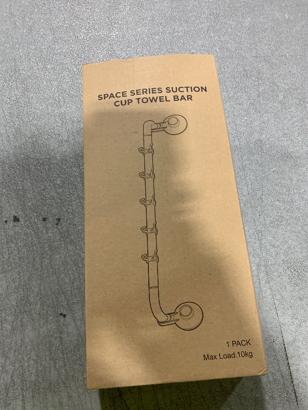 Photo 1 of LUXEAR Suction Cup Towel Bar, 24 inches Adjustable Towel Rack Holder, No Drill & Removable Bathroom Towel Holder with 5 Sliding Hooks, Wall Mounted Towel Hanger for Shower Room, Kitchen, Door, White