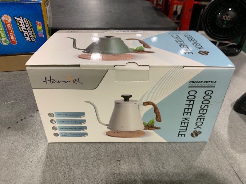Photo 1 of harriet Gooseneck Kettle for Stovetop, 37oz Stainless Steel Pour Over Coffee Kettle with Thermometer, Anti-Hot Handle, Flow Spout Design For Drip Coffee, White