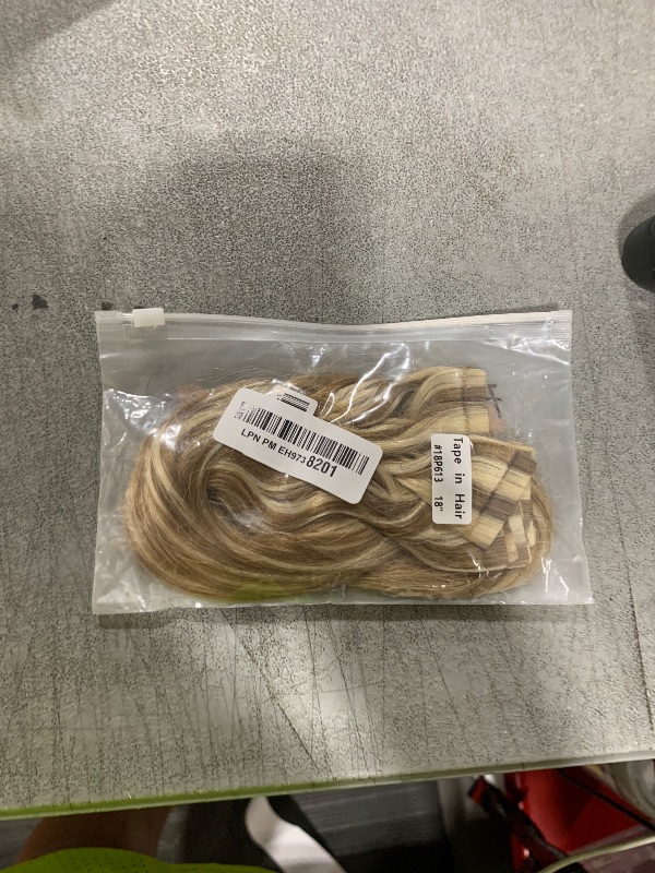 Photo 1 of Tape in Hair Extensions Ash Blonde Mixed Bleach Blonde 100% Remy Human Hair Extensions Silky Straight for Women 20 Pcs/Package(18Inch #18p613 40g)