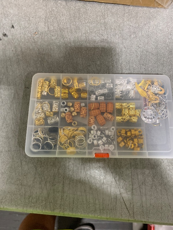 Photo 1 of 200pcs Hair Beads Jewelry, Dreadlocks Gem Crystal Charms, Metal Coils Rings, Gold And Silver Pendants,Braid Cuffs,Clips,Loc Tube Bead Braid Accessories for Braids Decoration