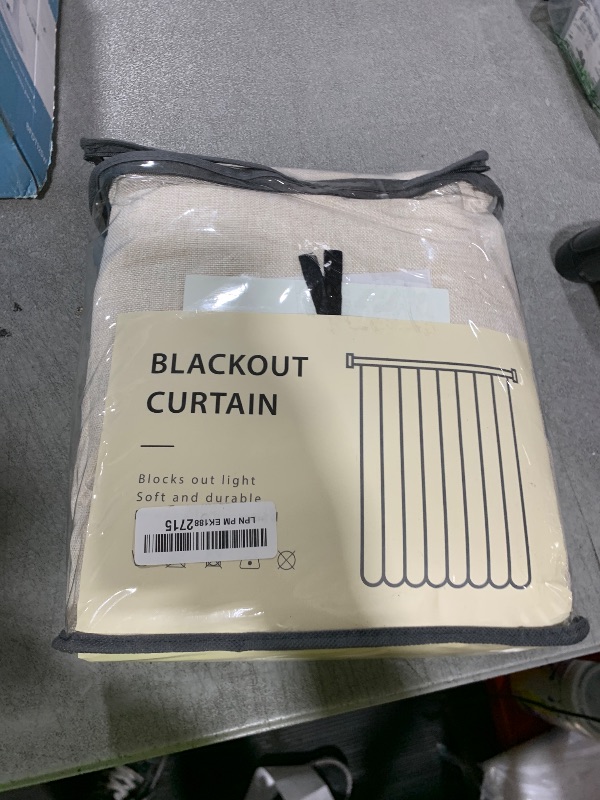 Photo 1 of 100% Blackout Shield Linen Blackout Curtains for Bedroom 92 Inches Long, Back Tab/Rod Pocket Living Room Drapes, Thermal Insulated Blackout Curtains 2 Panels Set, 50" W x 92" L,Cream