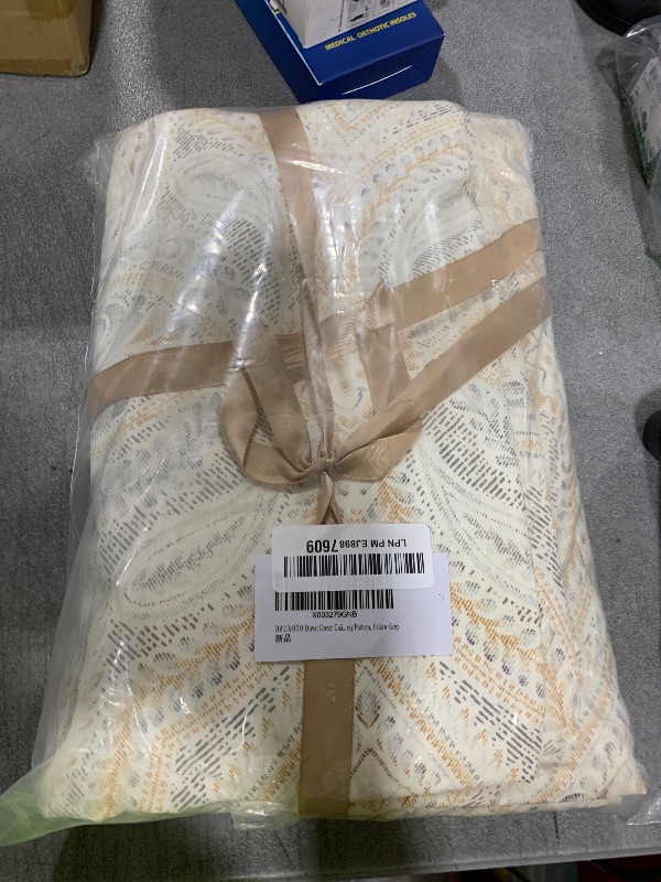 Photo 1 of DAUAOTO Duvet Cover California King Size Set - 104"X96" Cover + 2 Shams, Cotton Bedding Set Gold Gray Pattern, Yellow Grey