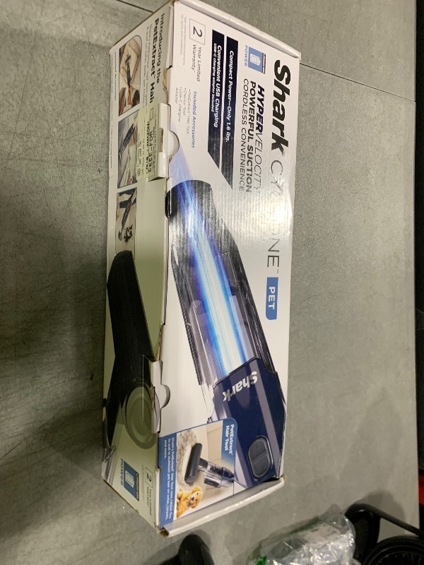 Photo 1 of Shark Cyclone PET Handheld Vacuum with 8" Crevice Tool, HyperVelocity Suction, Navy Blue/Grey, CH701