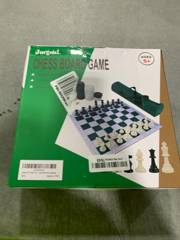 Photo 1 of Juegoal 20" Portable Chess & Checkers Set, 2 in 1 Travel Board Games for Kids and Adults, Folding Roll up Chess Game Sets, Extra 26 Checker Pieces, Tournament Thick Mousepad Mat with Storage Bag