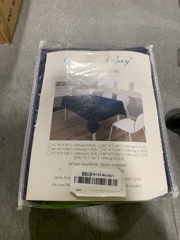 Photo 1 of Biscaynebay Textured Fabric Tablecloths 90x156 Inches Rectangular, Navy Water Resistant Tablecloths for Dining, Kitchen, Wedding and Parties etc. Machine Washable