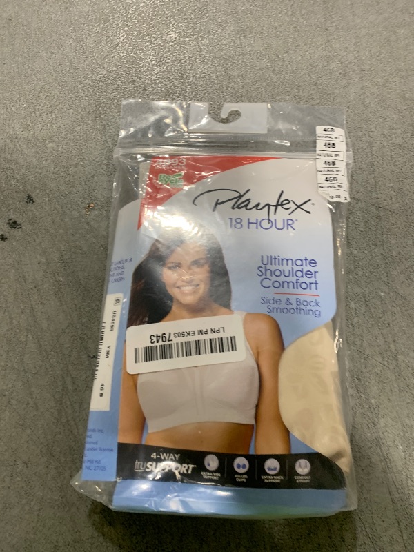 Photo 1 of PLAYTEX Womens 18 Hour Comfort-strap Wireless Bra, Full-coverage With 4-way Trusupport, Single & 2-pack Bras, Natural Beige, 46B US