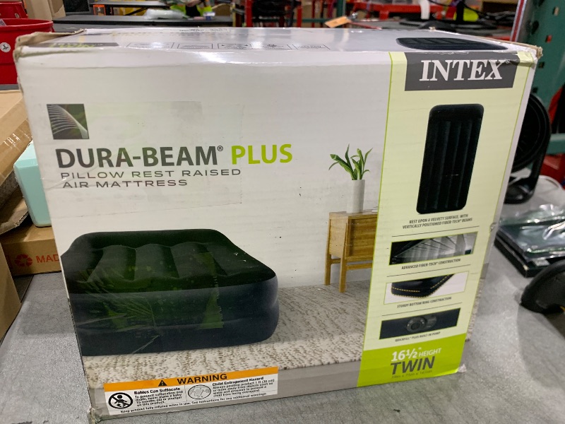 Photo 1 of INTEX Raised Airbed Mattress with Built-in Pump, Dura-Beam Plus Pillow, Twin - Portable Inflatable Luxury Blow-Up Bed for Adults, Camping, Guests