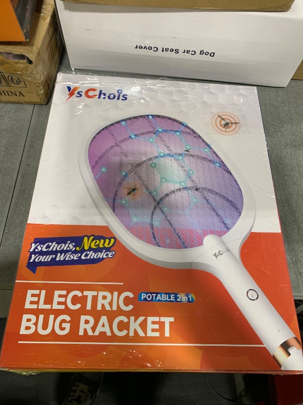 Photo 1 of YsChois Electric Fly Swatter Racket, Rechargeable Fly Zapper - 4000 Volt, Exclusive 2-in-1 Bug Zapper Racket - USB Charging, 1800mAh Li-Battery, Indoor & Outdoor Use, White