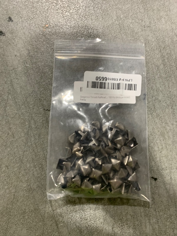 Photo 1 of Dangerous Threads Nailheads Spots Studs 2 Prong 3/8" Square Pyramid Studs - 100 Pcs (Antique Nickel)