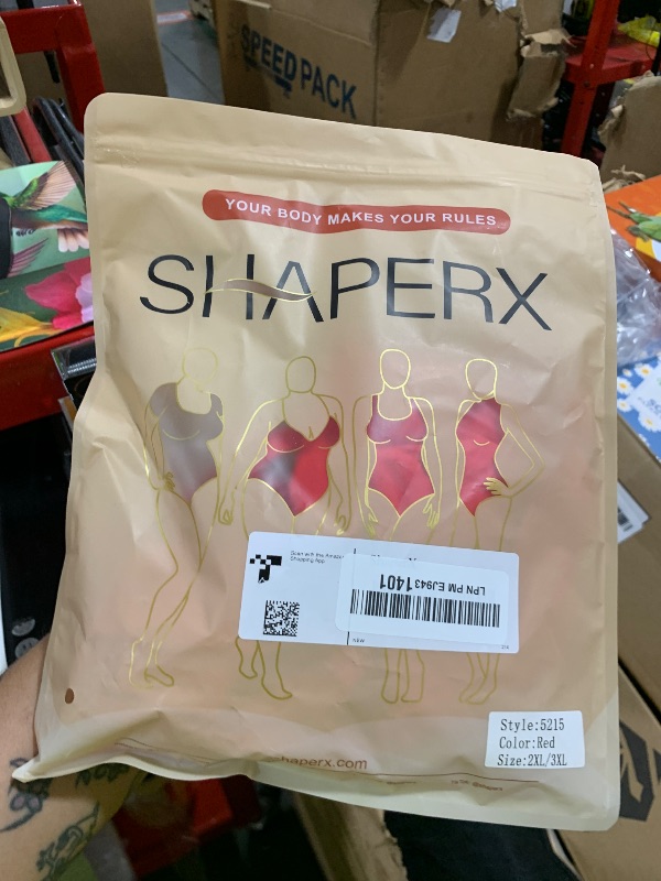 Photo 1 of SHAPERX Women's Shapewear Bodysuit Tummy Control Body Shaper Seamless Sculpting Snatched Waist Body Suit,SZ5215-Red-2XL/3XL