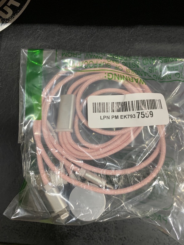 Photo 1 of 1Pack Multi Fast Charging Cable for Apple Watch Charger,iPhone Charger,[3-in-2 Travel Essentials]USB A/Type C/Lightning Cable for iWatch Ultra/SE/10-2,iPhone 16-11,Galaxy S25-21,Airpods,iPad-4FT Pink