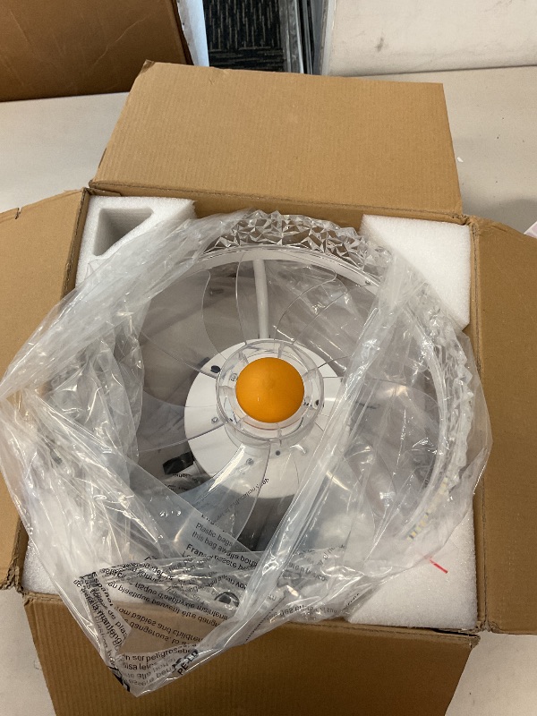 Photo 1 of White Ceiling Fans with Lights and Remote - Low Profile Flush Mount Ceiling Fans - 13” Modern Bladeless Enclosed Ceiling Fans with Led Light and Stepless Dimming, White Small Ceiling Fan for Bedroom